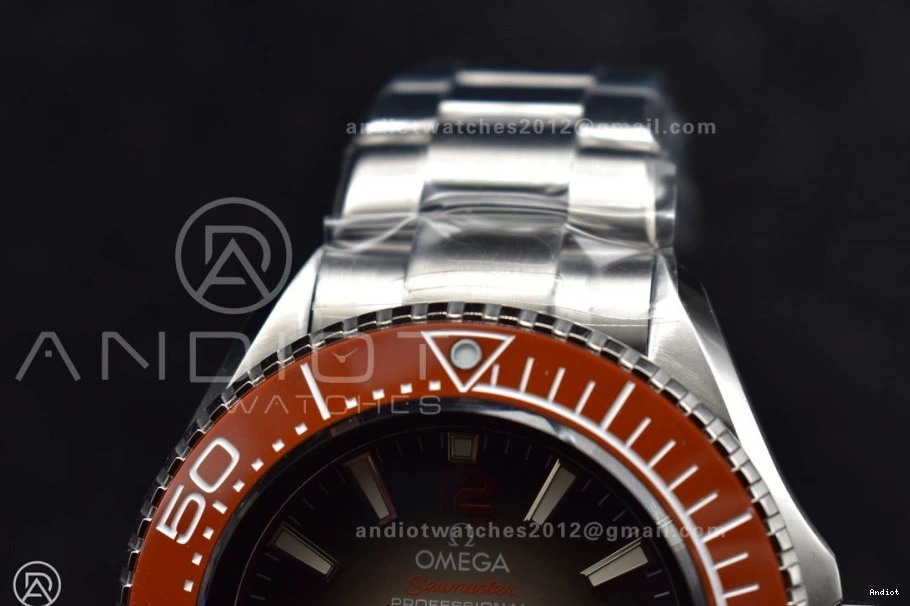 A2824 Ceramic Deep Edition 1:1 Bezel TF Orange Dial Best SS 6000M Seamaster on Gray Bracelet SS Ultra 1224